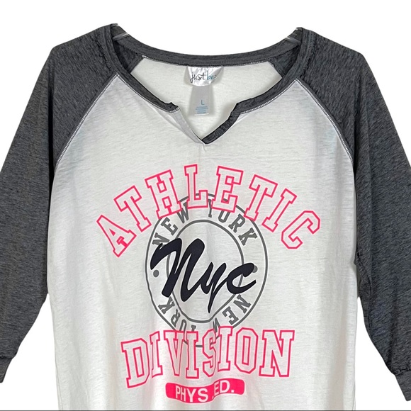NWOT just be.. NYC Athletic Division Football Style V-notch 3/4 Sleeve T-shirt - Picture 13 of 16